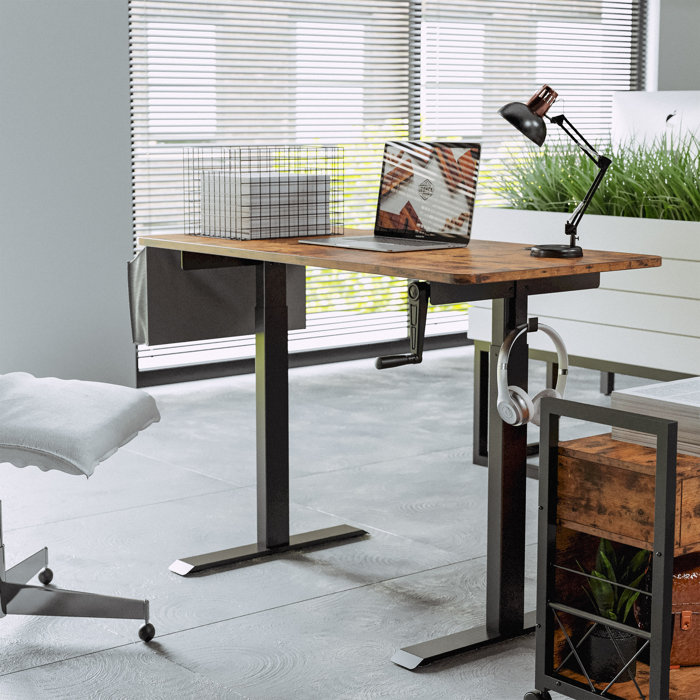 Inbox Zero Adjustable Height Desk,standing Desk With Crank Handle,sit